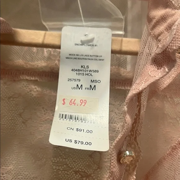 Bebe Women's Blush Lace Blouse - Picture 3 of 10